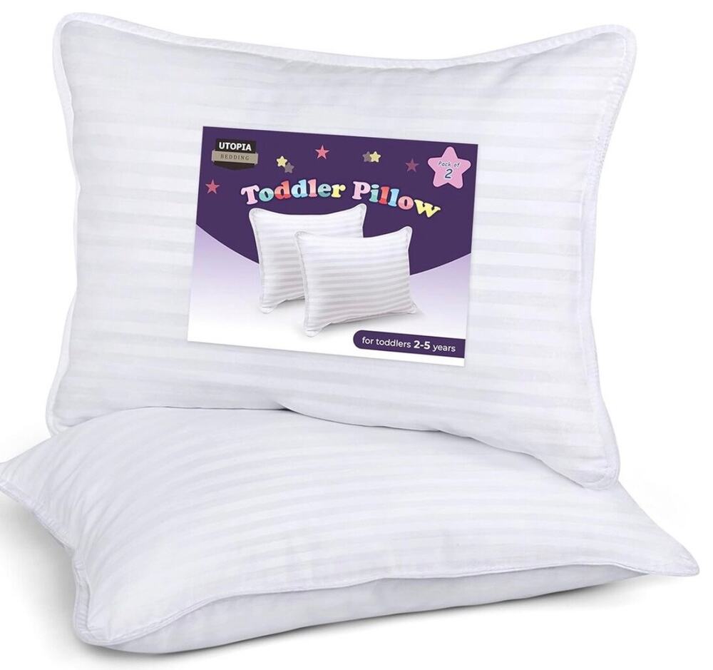 Toddler Pillow Set 2 Kids Pillows Sleep Travel Cot School 13x18 Cotton White New